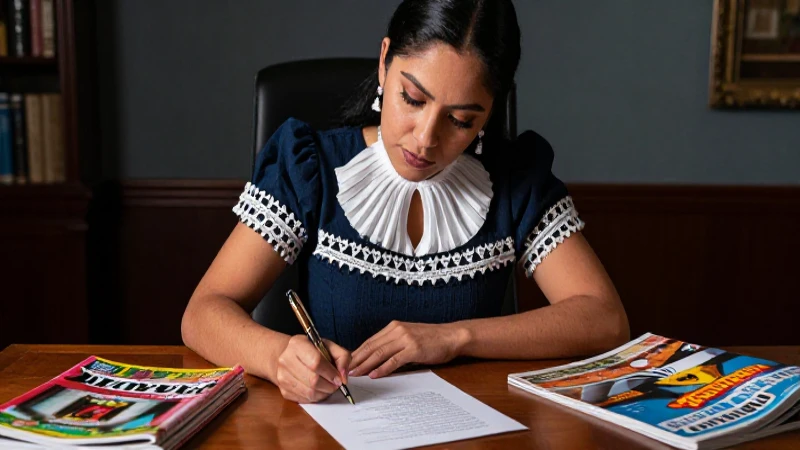 Maestra mexicana redactando carta formal