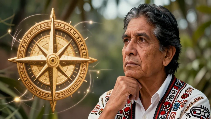 Destino: Qué es, cómo se define y cuál es su concepto 3 Erudito mexicano con brújula cósmica en estilo detallado