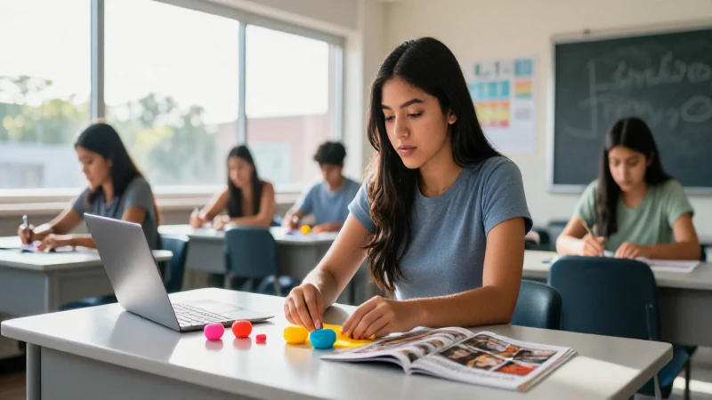 Estudiante diverso organizando objetos con luz