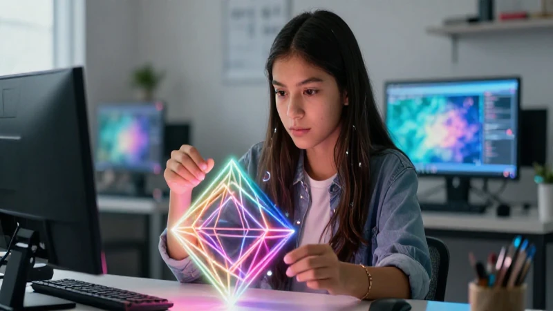 Estudiante mexicano diseña con estructuras digitales vibrantes