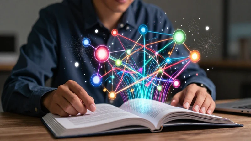 Estudiante analizando nodos de conocimiento digital