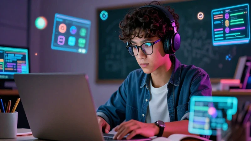 Determinación: Definición, Importancia y Concepto Esencial 4 Estudiante concentrado frente a distracciones digitales vibrantes