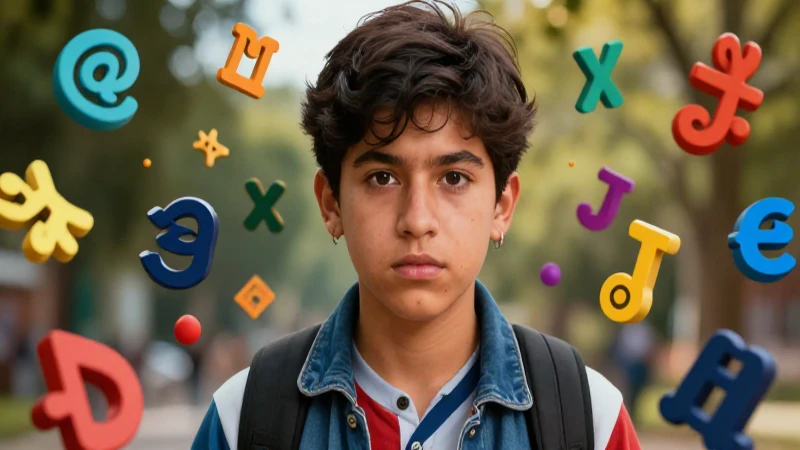 Quieres 50 ejemplos de determinantes posesivos para aprender 20 Estudiante mexicano estudia símbolos lingüísticos en un estilo vibrante