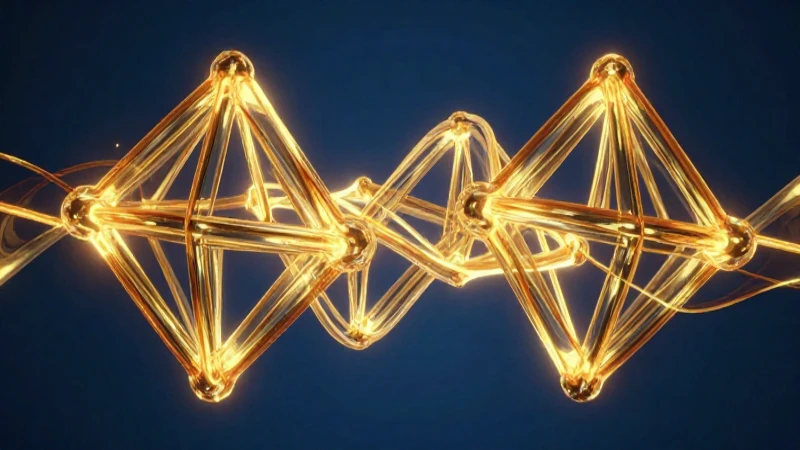 Líquido dorado se transforma en estructura geométrica brillante