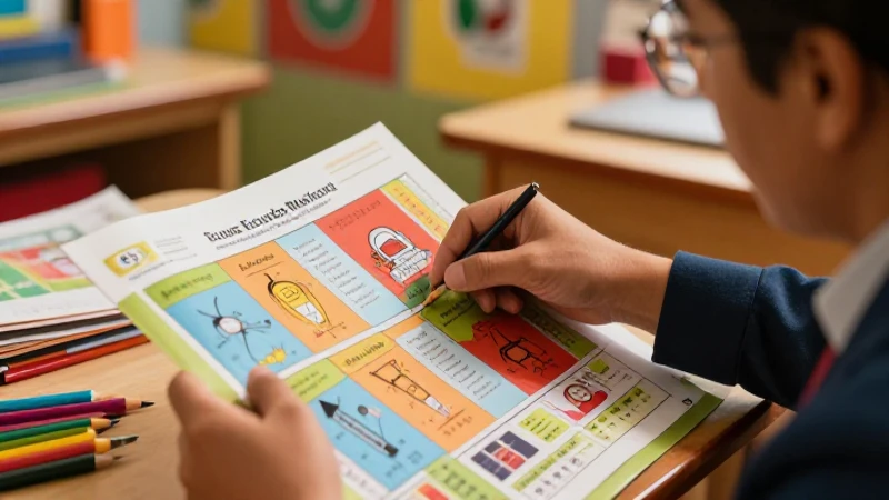 Educadora mexicana en aula vibrante y moderna