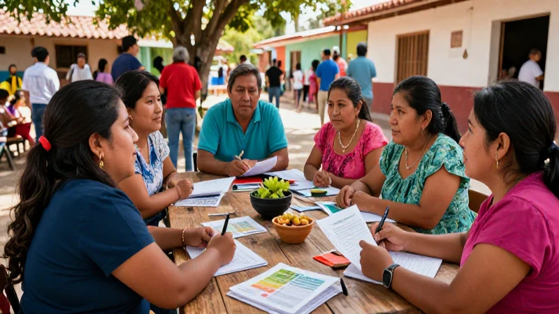 Reunión comunitaria vibrante en pueblo mexicano