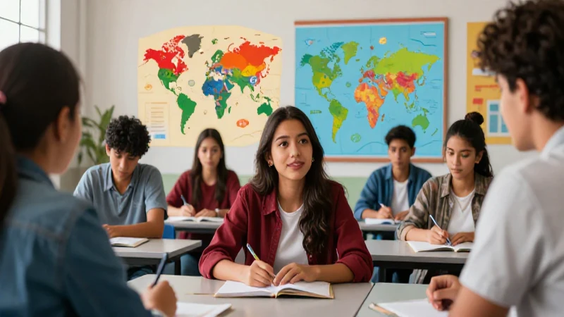 Estudiantes mexicanos en moderno aula vibrante