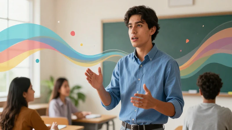 Diálogo: Concepto, características, tipos y ejemplos 5 Docente mexicana ilumina aula con discurso dinámico