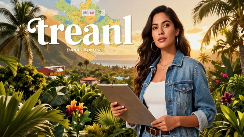 Joven planificadora mexicana en paisaje tropical vibrante