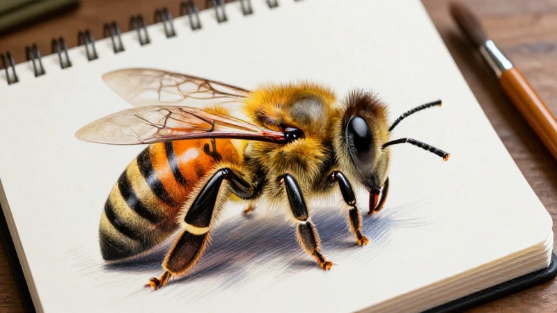 Domina el arte de dibujar una abeja: trucos y técnicas para resultados asombrosos 4 Ilustración detallada y vibrante de abeja