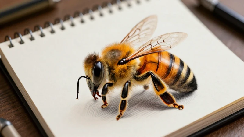 Domina el arte de dibujar una abeja: trucos y técnicas para resultados asombrosos 5 Dibujo detallado de abeja realista profesional
