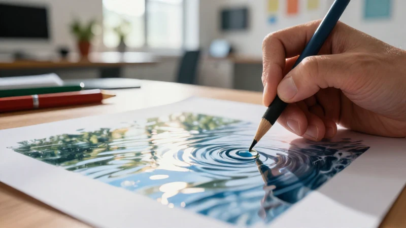 Dibuja agüita con realismo: paso a paso y secretos del dibujo acuático 3 Ilustración profesional de reflejos de agua hiperrealistas