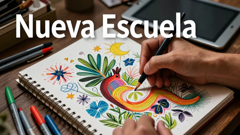 Dibujo vibrante en estética de la Nueva Escuela Mexicana