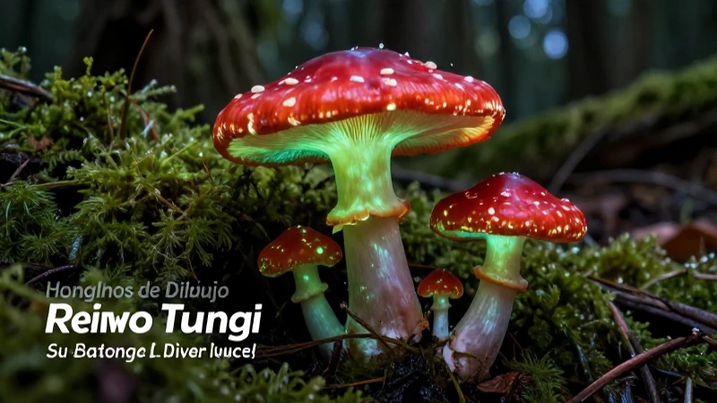 Hongos de dibujo, biología detallada, ilustración académica