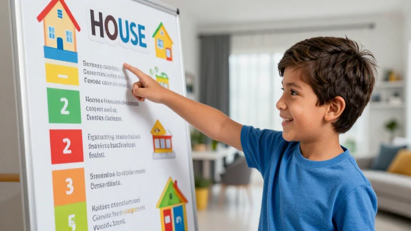 Niño mexicano sonriente señala reglas del hogar