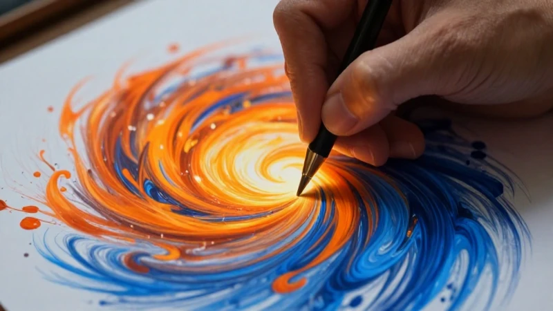Manos creativas dibujan explosiones vibrantes de color