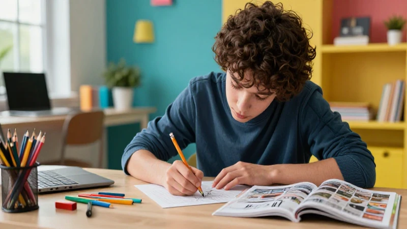 Domina la técnica de los dibujos con cuadritos y desata tu creatividad 6 Joven artista crea obra detallada en un estudio vibrante