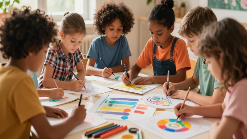 Dibujos de Inclusión Fáciles: Ideas e Imágenes Inclusivas 4 Ilustración vibrante de niños diversos colaborando de forma inclusiva