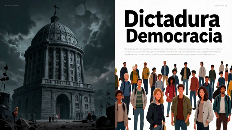 Contraste visual entre dictadura y democracia