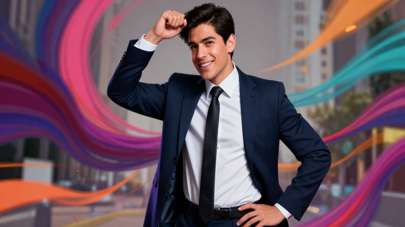 Profesional latino dinámico con energía académica vibrante