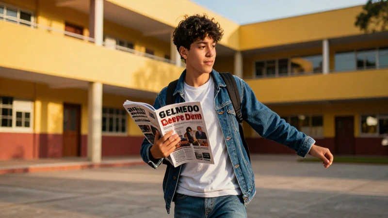 Estudiante mexicano vibrante, estilo Carpe Diem