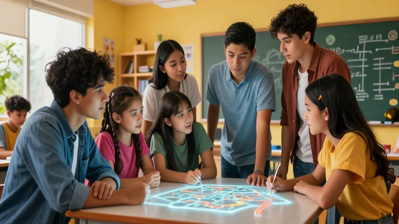 Estudiantes mexicanos aprenden en aula vibrante y moderna