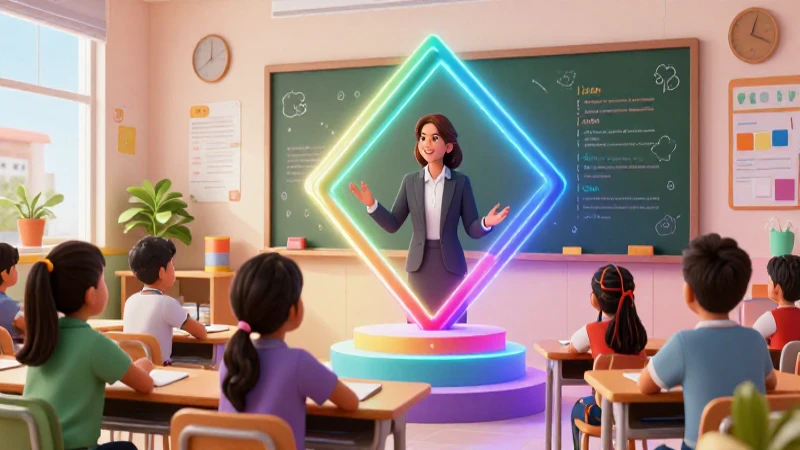 Educador guía alumnos diversos en moderno aula mexicana