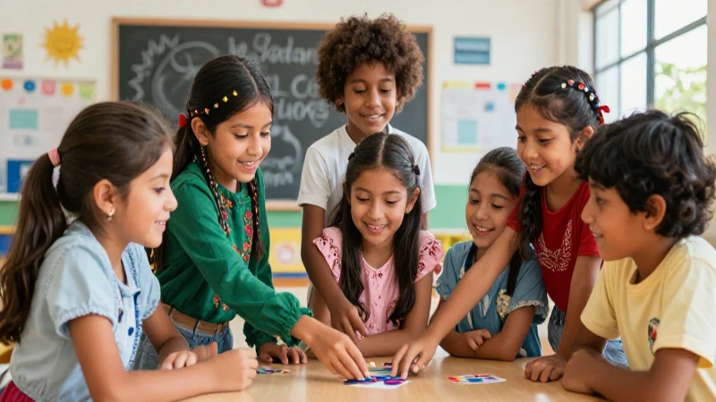 Diversos niños colaboran en escuela mexicana