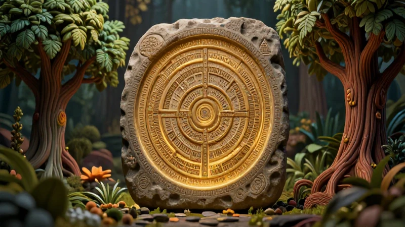 Piedra antigua con árbol del saber