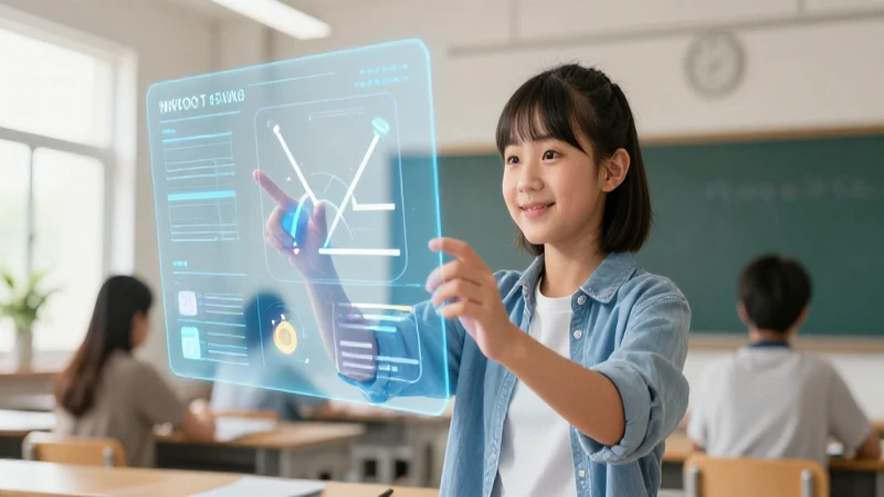 Estudiante alegre aprende con interfaces digitales modernas