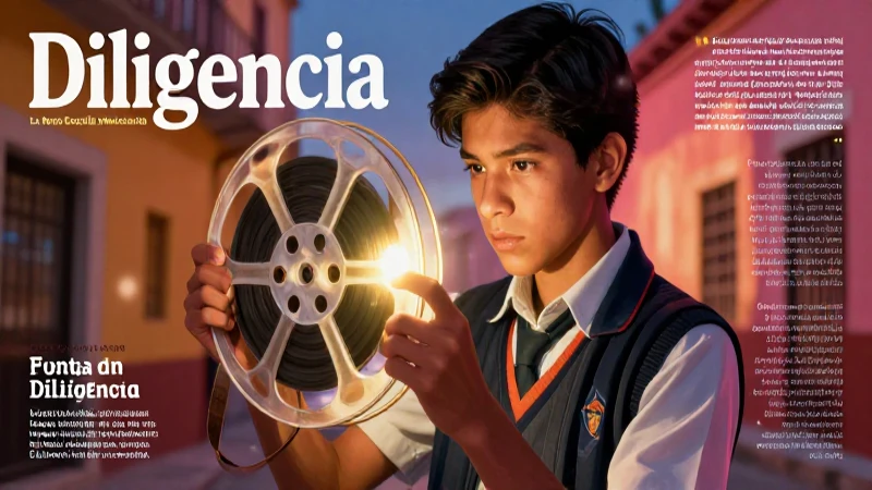 Estudiante examina cine antiguo con alta diligencia