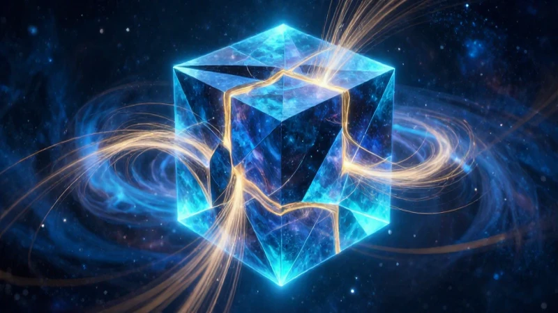 Hipercubo dimensional brillante en el cosmos