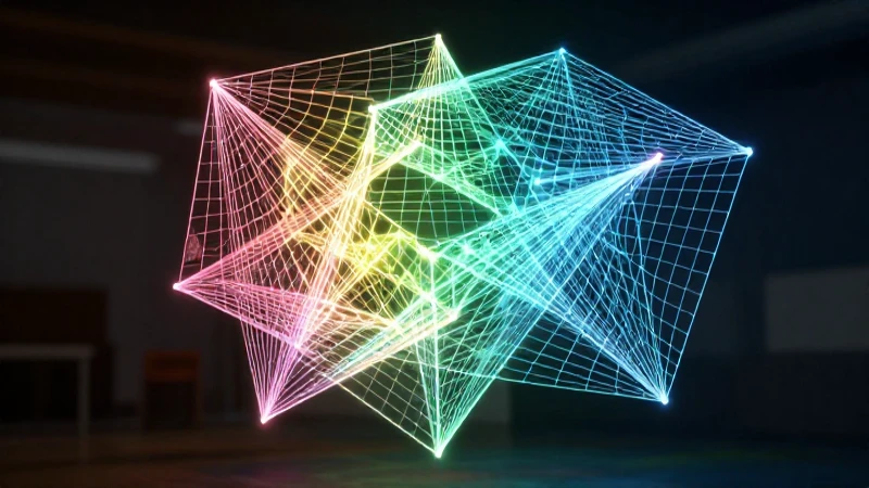 Proyección holográfica 3D vibrante y académica