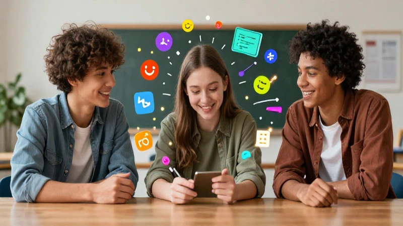 Estudiantes felices aprenden idiomas con estilo vibrante