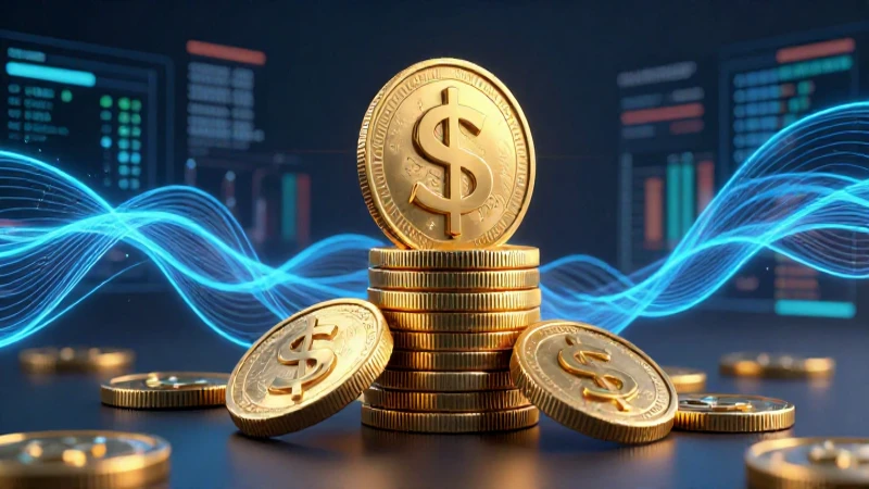 Dinero: Historia, Tipos, Funciones y Características Clave 7 Diseño digital de monedas doradas con datos financieros