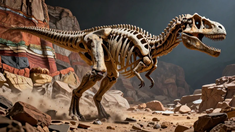 Dinosaurios: origen, tipos, características y extinción 6 Fósil de dinosaurio épico en entorno arqueológico
