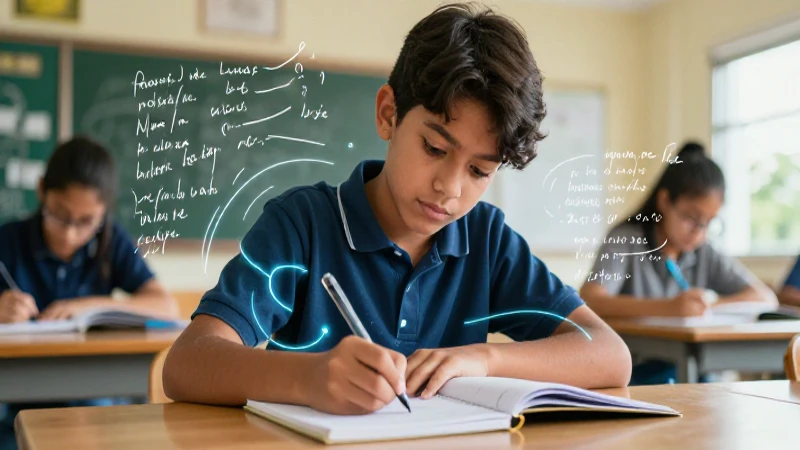 Estudiante mexicano aprende gramática con enfoque y estilo