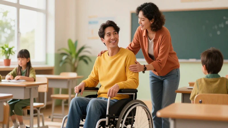 Educación inclusiva en un aula moderna y luminosa