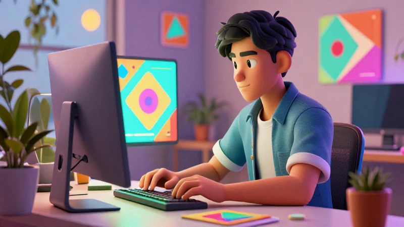Creador mexicano en escritorio con estilo vibrante