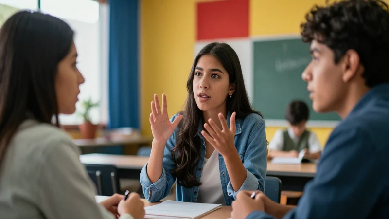 Debate entre estudiantes mexicanos en un aula moderna