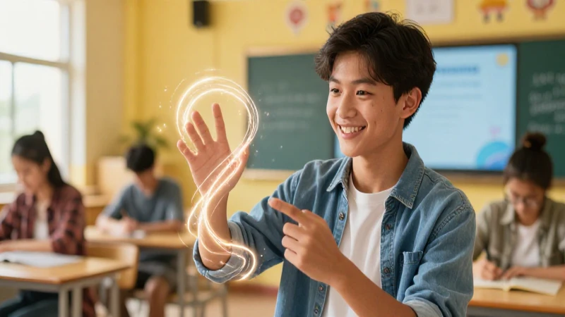 Disléxicos: definición, tipos y conceptos esenciales 5 Estudiante brillante interactúa con camino conceptual luminoso
