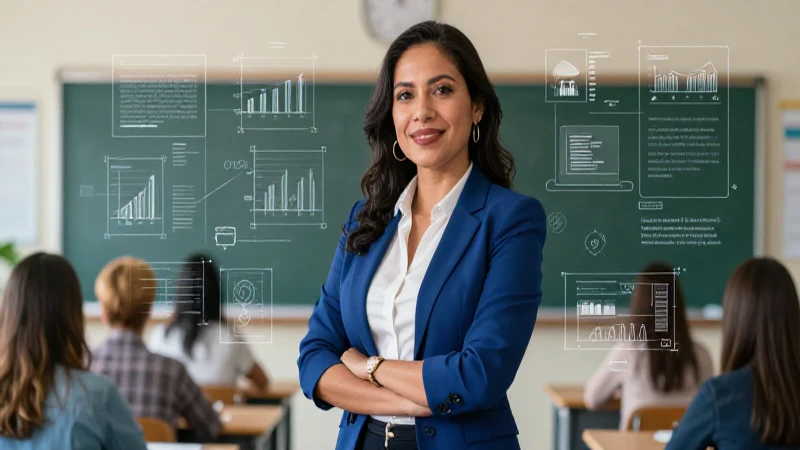 Educadora mexicana profesional, retrato cinematográfico y detallado