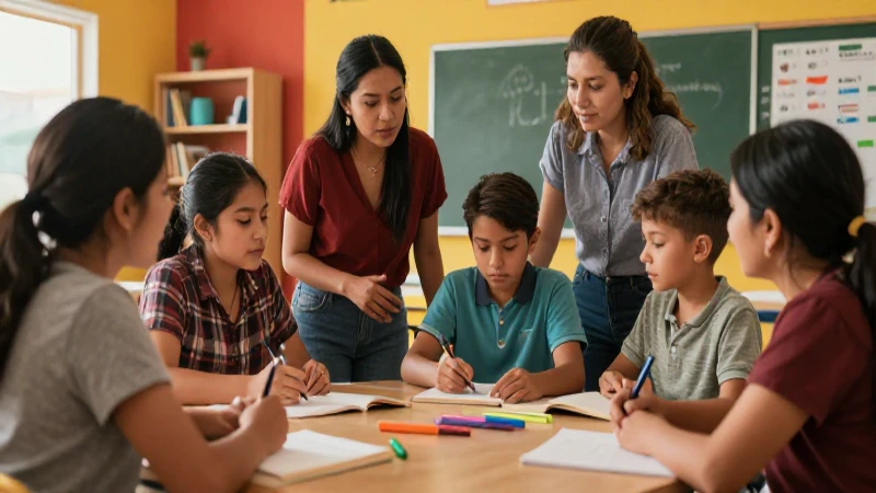 Comunidad educativa mexicana colaborando dinámicamente