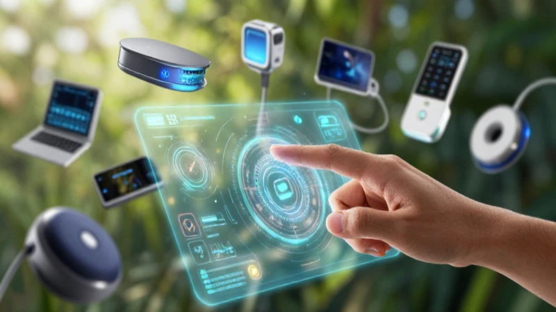 Dispositivos de entrada interactúan con interfaces holográficas futuristas