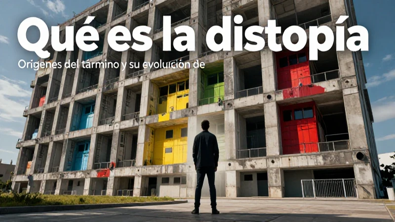 Figura contra brutalismo distópico cinemático