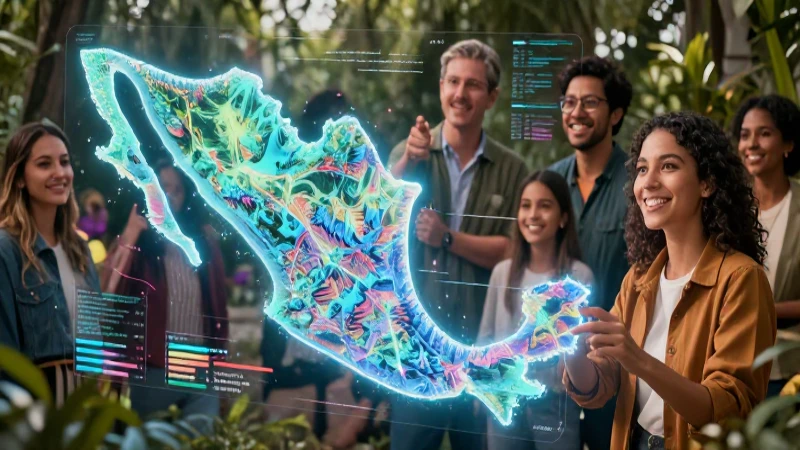 Visualización dinámica de población mexicana holográfica