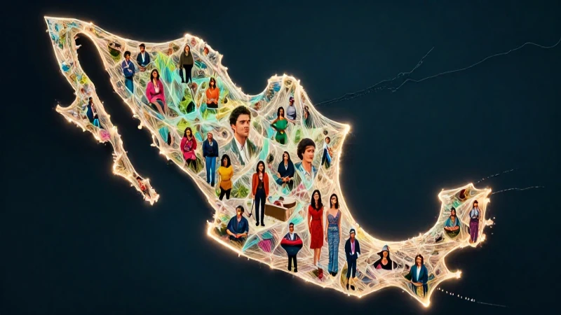 Mapa educativo de México con datos luminosos