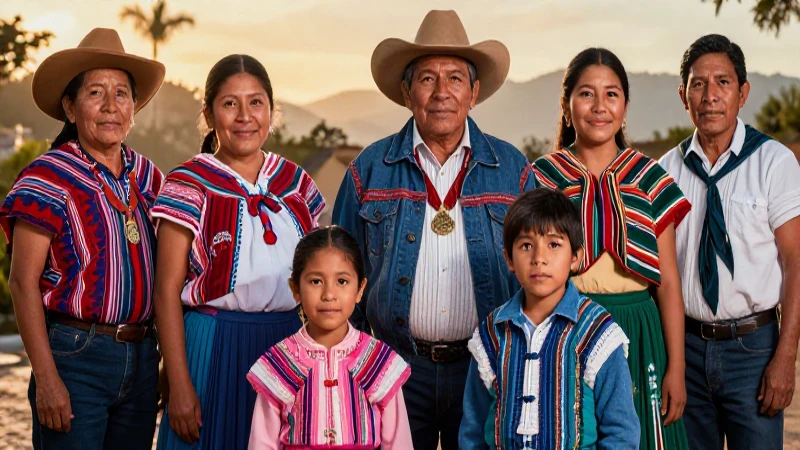 Retrato indígena mexicano vibrante y detallado