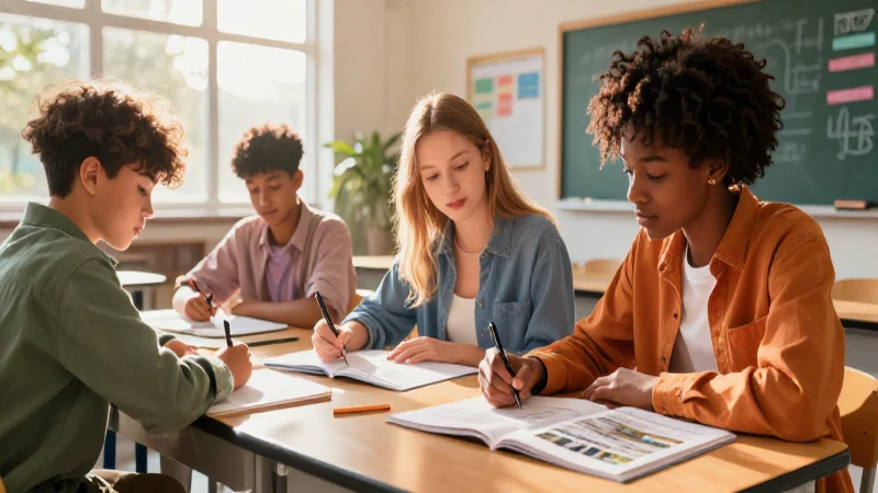 Aprendoencasayenclase: Educación Diversificada en Guatemala 3 Estudiantes en aula con luz dramática