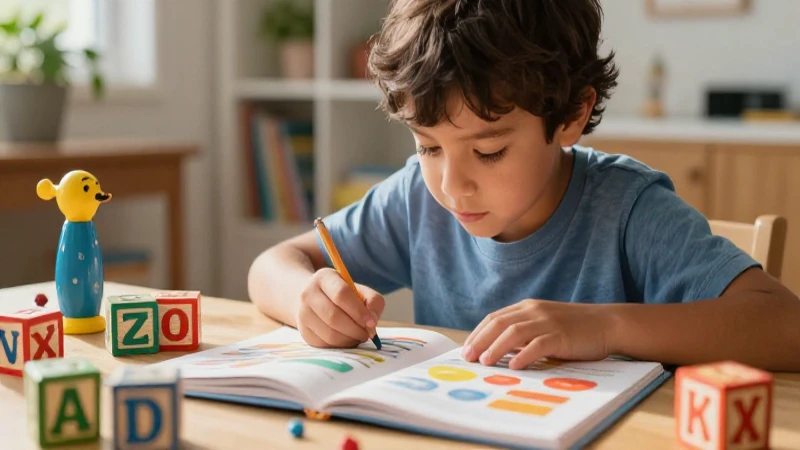 Niño mexicano aprende con bloques y luz cinematográfica